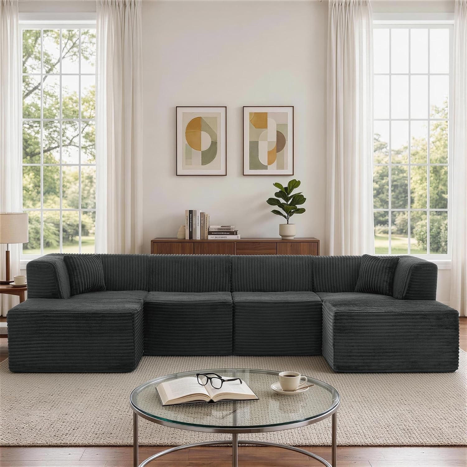 image:imageKorser 100 LShaped Boneless Couches with Chaise Modular Sectional Sofa with Deep Seat Cloud Sectional Couch for Living Room Bedroom No Assembly Required Side Pockets Memory Foam GreyGrey