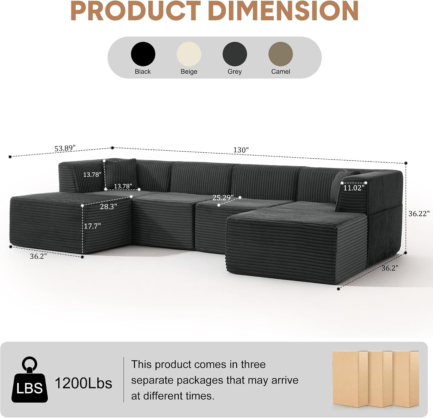 image:imageKorser 100 LShaped Boneless Couches with Chaise Modular Sectional Sofa with Deep Seat Cloud Sectional Couch for Living Room Bedroom No Assembly Required Side Pockets Memory Foam GreyGrey