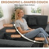 Korser 100″ L-Shaped Boneless Couches with Chaise, Modular Sectional Sofa with Deep Seat, Cloud Sectional Couch for Living Room Bedroom, No Assembly Required, Side Pockets, Memory Foam, Grey(Grey)