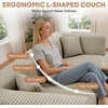 Korser 100″ L-Shaped Boneless Couches with Chaise, Modular Sectional Sofa with Deep Seat, Cloud Sectional Couch for Living Room Bedroom, No Assembly Required, Side Pockets, Memory Foam, Grey(Camel)