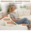 Korser 100″ L-Shaped Boneless Couches with Chaise, Modular Sectional Sofa with Deep Seat, Cloud Sectional Couch for Living Room Bedroom, No Assembly Required, Side Pockets, Memory Foam, Grey(Beige)