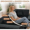 Korser 100″ L-Shaped Boneless Couches with Chaise, Modular Sectional Sofa with Deep Seat, Cloud Sectional Couch for Living Room Bedroom, No Assembly Required, Side Pockets, Memory Foam, Grey(Black)