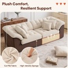 Korser 104″ Loveseat Sofa, Cloud Boneless Couches for Living Room, Oversized Modular Sectional Sofa with Deep Seats, Comfy 2 Seater Sofa Bed with 4 Pillows, Cut Pile Fabric – Beige & Black(Khaki & Brown)