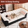 Korser 104″ Loveseat Sofa, Cloud Boneless Couches for Living Room, Oversized Modular Sectional Sofa with Deep Seats, Comfy 2 Seater Sofa Bed with 4 Pillows, Cut Pile Fabric – Beige & Black(Beige & Black)