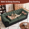 Korser 104″ Loveseat Sofa, Cloud Boneless Couches for Living Room, Oversized Modular Sectional Sofa with Deep Seats, Comfy 2 Seater Sofa Bed with 4 Pillows, Cut Pile Fabric – Beige & Black(Green & Black)