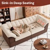 Korser 104″ Loveseat Sofa, Cloud Boneless Couches for Living Room, Oversized Modular Sectional Sofa with Deep Seats, Comfy 2 Seater Sofa Bed with 4 Pillows, Cut Pile Fabric – Beige & Black(Khaki & Brown)