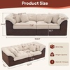 Korser 104″ Loveseat Sofa, Cloud Boneless Couches for Living Room, Oversized Modular Sectional Sofa with Deep Seats, Comfy 2 Seater Sofa Bed with 4 Pillows, Cut Pile Fabric – Beige & Black(Khaki & Brown)