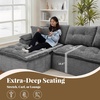 Korser 110″ Cloud Sectional Couch with Ottoman, Modern Modular Sectional Sofa with Deep Seat, Upholstered Boneless Couch for Living Room, L Shaped Sofa with Layered Cushion (Beige, No Assembly)(Grey)