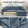 Korser 110″ Cloud Sectional Couch with Ottoman, Modern Modular Sectional Sofa with Deep Seat, Upholstered Boneless Couch for Living Room, L Shaped Sofa with Layered Cushion (Beige, No Assembly)(Blue)