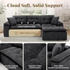 Korser 110″ Cloud Sectional Couch with Ottoman, Modern Modular Sectional Sofa with Deep Seat, Upholstered Boneless Couch for Living Room, L Shaped Sofa with Layered Cushion (Beige, No Assembly)(Black)