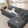 Korser 110″ Cloud Sectional Couches for Living Room, Modern Modular Sectional Sofa with Ottoman, Boneless Cloud Couch with Comfy Deep Seats, Fluffy Chenille L-Shape Sofa Couch for Living Room, Black(Darkgrey)