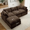 Korser 110″ Cloud Sectional Couches for Living Room, Modern Modular Sectional Sofa with Ottoman, Boneless Cloud Couch with Comfy Deep Seats, Fluffy Chenille L-Shape Sofa Couch for Living Room, Black(Brown)
