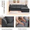 Korser 110″ Cloud Sectional Couches for Living Room, Modern Modular Sectional Sofa with Ottoman, Boneless Cloud Couch with Comfy Deep Seats, Fluffy Chenille L-Shape Sofa Couch for Living Room, Black(Darkgrey)
