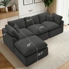 Korser 110″ Cloud Sectional Couches for Living Room, Modern Modular Sectional Sofa with Ottoman, Boneless Cloud Couch with Comfy Deep Seats, Fluffy Chenille L-Shape Sofa Couch for Living Room, Black(Grey)