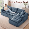 Korser 110″ Cloud Sectional Couches for Living Room, Modern Modular Sectional Sofa with Ottoman, Boneless Cloud Couch with Comfy Deep Seats, Fluffy Chenille L-Shape Sofa Couch for Living Room, Black(Blue)