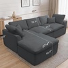 Korser 110″ Cloud Sectional Couches for Living Room, Modern Modular Sectional Sofa with Ottoman, Boneless Cloud Couch with Comfy Deep Seats, Fluffy Chenille L-Shape Sofa Couch for Living Room, Black(Darkgrey)