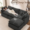Korser 110″ Cloud Sectional Couches for Living Room, Modern Modular Sectional Sofa with Ottoman, Boneless Cloud Couch with Comfy Deep Seats, Fluffy Chenille L-Shape Sofa Couch for Living Room, Black(Grey)