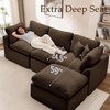 Korser 110″ Cloud Sectional Couches for Living Room, Modern Modular Sectional Sofa with Ottoman, Boneless Cloud Couch with Comfy Deep Seats, Fluffy Chenille L-Shape Sofa Couch for Living Room, Black(Brown)