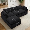 Korser 110″ Cloud Sectional Couches for Living Room, Modern Modular Sectional Sofa with Ottoman, Boneless Cloud Couch with Comfy Deep Seats, Fluffy Chenille L-Shape Sofa Couch for Living Room, Black(Black)