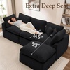 Korser 110″ Cloud Sectional Couches for Living Room, Modern Modular Sectional Sofa with Ottoman, Boneless Cloud Couch with Comfy Deep Seats, Fluffy Chenille L-Shape Sofa Couch for Living Room, Black(Black)