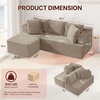 Korser 110″ L-Shaped Modular Sectional Sofa with Chaise, Boneless Comfy Corduroy Fluffy Couch with Deep Seat and Side Pockets, Flexible Module Combination for Living Room, No Assembly, Side Pockets(Khaki)