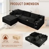 Korser 110″ L-Shaped Modular Sectional Sofa with Chaise, Boneless Comfy Corduroy Fluffy Couch with Deep Seat and Side Pockets, Flexible Module Combination for Living Room, No Assembly, Side Pockets(Jet Black)