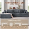 Korser 110″ L-Shaped Modular Sectional Sofa with Chaise, Boneless Comfy Corduroy Fluffy Couch with Deep Seat and Side Pockets, Flexible Module Combination for Living Room, No Assembly, Side Pockets(Charcoal Grey)