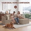 Korser 110″ L-Shaped Modular Sectional Sofa with Chaise, Boneless Comfy Corduroy Fluffy Couch with Deep Seat and Side Pockets, Flexible Module Combination for Living Room, No Assembly, Side Pockets(Khaki)