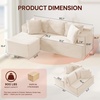 Korser 110″ L-Shaped Modular Sectional Sofa with Chaise, Boneless Comfy Corduroy Fluffy Couch with Deep Seat and Side Pockets, Flexible Module Combination for Living Room, No Assembly, Side Pockets(Beige)