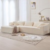 Korser 110″ L-Shaped Modular Sectional Sofa with Chaise, Boneless Comfy Corduroy Fluffy Couch with Deep Seat and Side Pockets, Flexible Module Combination for Living Room, No Assembly, Side Pockets(Lvory)