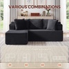 Korser 110″ L-Shaped Modular Sectional Sofa with Chaise, Boneless Comfy Corduroy Fluffy Couch with Deep Seat and Side Pockets, Flexible Module Combination for Living Room, No Assembly, Side Pockets(Black)