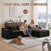 Korser 110″ L-Shaped Modular Sectional Sofa with Chaise, Boneless Comfy Corduroy Fluffy Couch with Deep Seat and Side Pockets, Flexible Module Combination for Living Room, No Assembly, Side Pockets(Jet Black)
