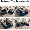 Korser 110″ L-Shaped Modular Sectional Sofa with Chaise, Fluffy Corduroy Cloud Sectional Couch with Deep Seat & Side Pockets, Comfy Upholstered Boneless Couches for Living Room, No Assembly, Black(Blue)