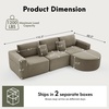 Korser 110″ L-Shaped Modular Sectional Sofa with Chaise, Fluffy Corduroy Cloud Sectional Couch with Deep Seat & Side Pockets, Comfy Upholstered Boneless Couches for Living Room, No Assembly, Black(Khaki)