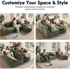 Korser 110″ L-Shaped Modular Sectional Sofa with Chaise, Fluffy Corduroy Cloud Sectional Couch with Deep Seat & Side Pockets, Comfy Upholstered Boneless Couches for Living Room, No Assembly, Black(Green)