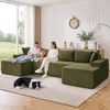 Korser 133″ Oversized Modular Sectional Sofa, U-Shaped Boneless Couch with Double Chaise, Comfy Corduroy Cloud Couch Sectional, Deep Seat Sectional Couches for Living Room, No Assembly Required, Black(Green)