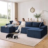Korser 133″ Oversized Modular Sectional Sofa, U-Shaped Boneless Couch with Double Chaise, Comfy Corduroy Cloud Couch Sectional, Deep Seat Sectional Couches for Living Room, No Assembly Required, Black(Blue)