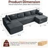 Korser 133″ Oversized Modular Sectional Sofa, U-Shaped Boneless Couch with Double Chaise, Comfy Corduroy Cloud Couch Sectional, Deep Seat Sectional Couches for Living Room, No Assembly Required, Black(Grey)