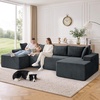 Korser 133″ Oversized Modular Sectional Sofa, U-Shaped Boneless Couch with Double Chaise, Comfy Corduroy Cloud Couch Sectional, Deep Seat Sectional Couches for Living Room, No Assembly Required, Black(Grey)