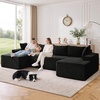 Korser 133″ Oversized Modular Sectional Sofa, U-Shaped Boneless Couch with Double Chaise, Comfy Corduroy Cloud Couch Sectional, Deep Seat Sectional Couches for Living Room, No Assembly Required, Black(Black)