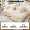 Korser 91″ Cloud Sectional Couches for Living Room, Convertible L-Shape Boneless Couch with Ottoman, Comfy Modular Sectional Sofa, Deep Seat Sofa with Throw Pillows for Living Room, Corduroy, Black(Beige)