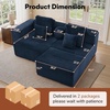 Korser 91″ Cloud Sectional Couches for Living Room, Convertible L-Shape Boneless Couch with Ottoman, Comfy Modular Sectional Sofa, Deep Seat Sofa with Throw Pillows for Living Room, Corduroy, Black(Blue)