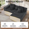Korser 91″ Cloud Sectional Couches for Living Room, Convertible L-Shape Boneless Couch with Ottoman, Comfy Modular Sectional Sofa, Deep Seat Sofa with Throw Pillows for Living Room, Corduroy, Black(Grey)