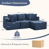 Korser Cloud Modular Sectional Sofa with L-Shaped, Boneless Couches for Living Room, Fluffy Comfy Corduroy Deep Seat with Ottoman, Bedroom, Apartment, No Assembly Required(Blue)