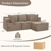 Korser Cloud Modular Sectional Sofa with L-Shaped, Boneless Couches for Living Room, Fluffy Comfy Corduroy Deep Seat with Ottoman, Bedroom, Apartment, No Assembly Required(Khaki)
