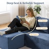Korser Cloud Modular Sectional Sofa with L-Shaped, Boneless Couches for Living Room, Fluffy Comfy Corduroy Deep Seat with Ottoman, Bedroom, Apartment, No Assembly Required(Blue)