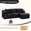 Korser Cloud Modular Sectional Sofa with L-Shaped, Boneless Couches for Living Room, Fluffy Comfy Corduroy Deep Seat with Ottoman, Bedroom, Apartment, No Assembly Required(Black)
