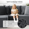 Korser Cloud Modular Sectional Sofa with L-Shaped, Boneless Couches for Living Room, Fluffy Comfy Corduroy Deep Seat with Ottoman, Bedroom, Apartment, No Assembly Required(Grey)
