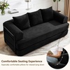 Korser Convertible Sofa Bed, Chenille Folding Boneless Couch with Cylindrical Pillows, Modern Loveseat Sofa with Fixed-Shape Frame, Futon Couch Sleeper Sofa for Living Room, Apartment, Bedroom | Black(Black)
