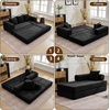 Korser Convertible Sofa Bed, Chenille Folding Boneless Couch with Cylindrical Pillows, Modern Loveseat Sofa with Fixed-Shape Frame, Futon Couch Sleeper Sofa for Living Room, Apartment, Bedroom | Black(Black)